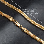 Luxury 24K 9999 Pure Gold real gold Women's 6MM 20inch Foxtail Chain Clavicle Bone Chain Snake Bone Chain