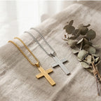 Gold Cross Jesus Pendant Necklace Titanium Steel