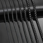Black Box Curb Chain Necklace — Stainless Steel