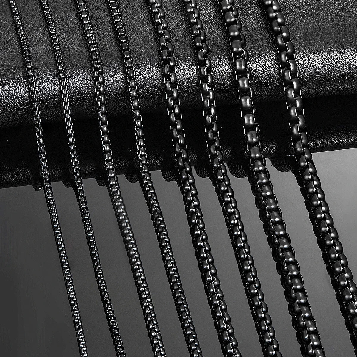 Black Box Curb Chain Necklace — Stainless Steel
