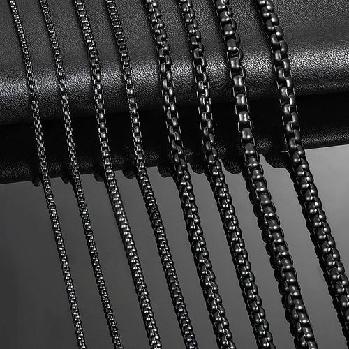 Black Box Curb Chain Necklace — Stainless Steel