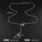Hip Hop Stainless Steel Knuckles Necklace Black Y‑Shape Chain Knuckle Duster Necklace for Men Women Punk Streetwear