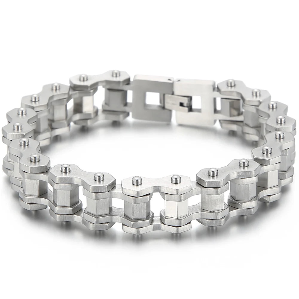 Matte 316l Stainless Steel Motorcycle Chain Man Bracelet for Men Gothic Hardware Bike Jewelry Gifts Men's Bracelets