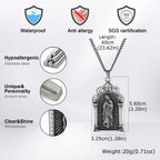 Men Stainless Steel Virgin Mary Pendant Necklace Retro Grey Clear CZ Crystal Gothic Church Religious Amulet for Daily Wear
