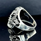 European and American new fashion skull shape red zircon inlaid punk retro men's ring