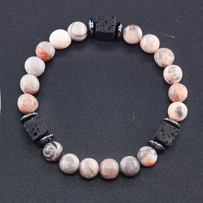 Retro Black Block Volcanic Bracelets Men Women Frosted Onyx Lava Beads Jewelry Yoga Meditation Birthday Gift Wholesales