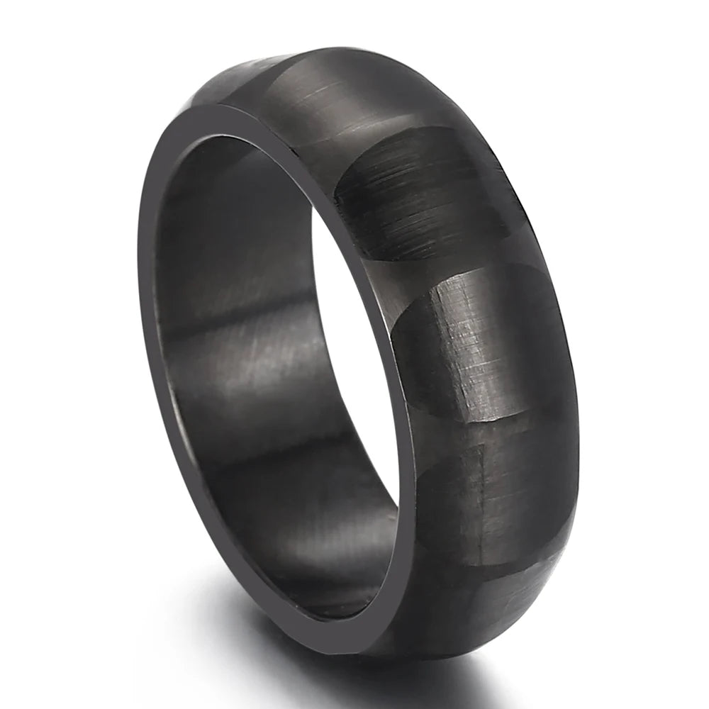 Waterproof Vacuum Plated Gold Color Stainless Steel Men's Ring 7mm Width Brushed Finished with Inner Curve Design Rings