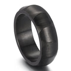 Waterproof Vacuum Plated Gold Color Stainless Steel Men's Ring 7mm Width Brushed Finished with Inner Curve Design Rings
