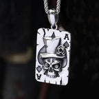 Punk Poker Spade Skull Pendant Necklace — Steel