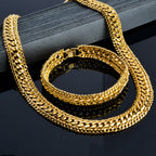 Chunky Chain Cross Collar Necklace Earrings Bracelet Set
