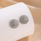 TrendMen Hiphop Rock Round Copper Zirconia Stud Earrings For Men Boy Silver Color Metal Crystal Earring Party Ear