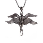 Delicate Antique Silver Color Seraph Prayer Good Luck Necklace Pendant Men Women Anniversary Amulet Jewelry Gift