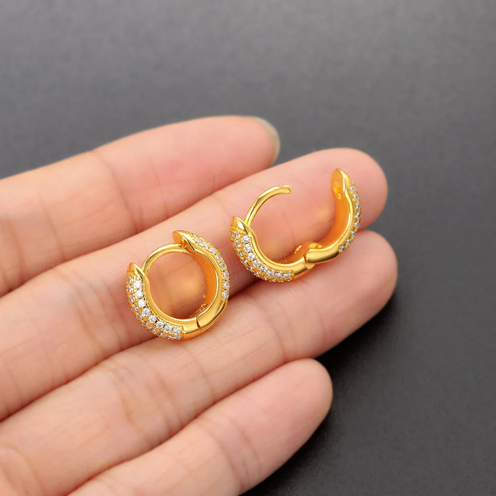 Iced Out Crystal Hoop Earrings — Stainless