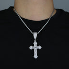 Iced Out Cross Necklace For Women Men Prong Setting Bling Micro Pave Pendant Gold Color Charm Hip Hop Jewelry