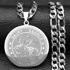 SAINT GEORGE Protect Us Round Medal Pendant Necklace for Women Men Stainless Steel Gold Color Christian Chain Amulet Jewelry