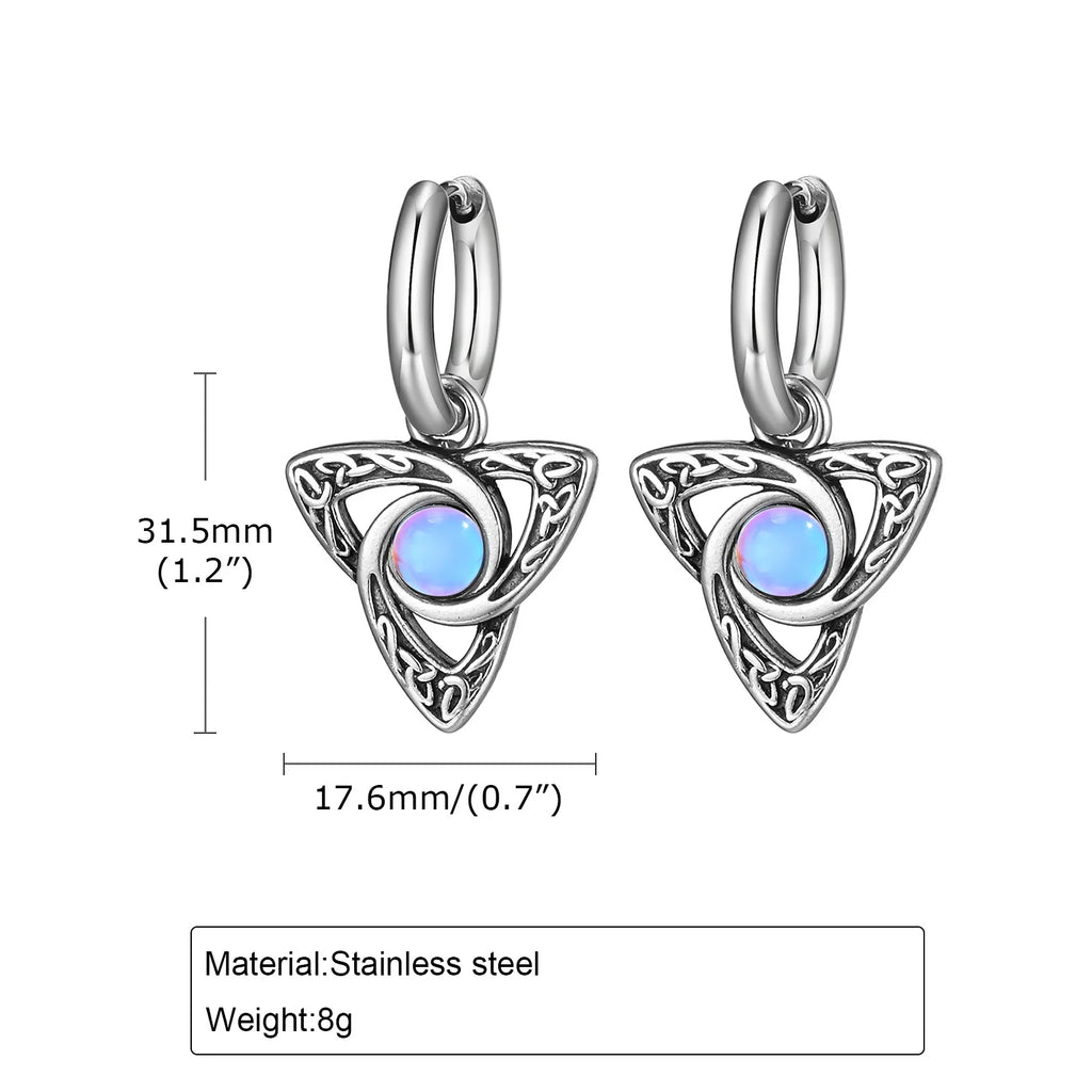 Viking Stone Triangle Huggie Hoop Earrings