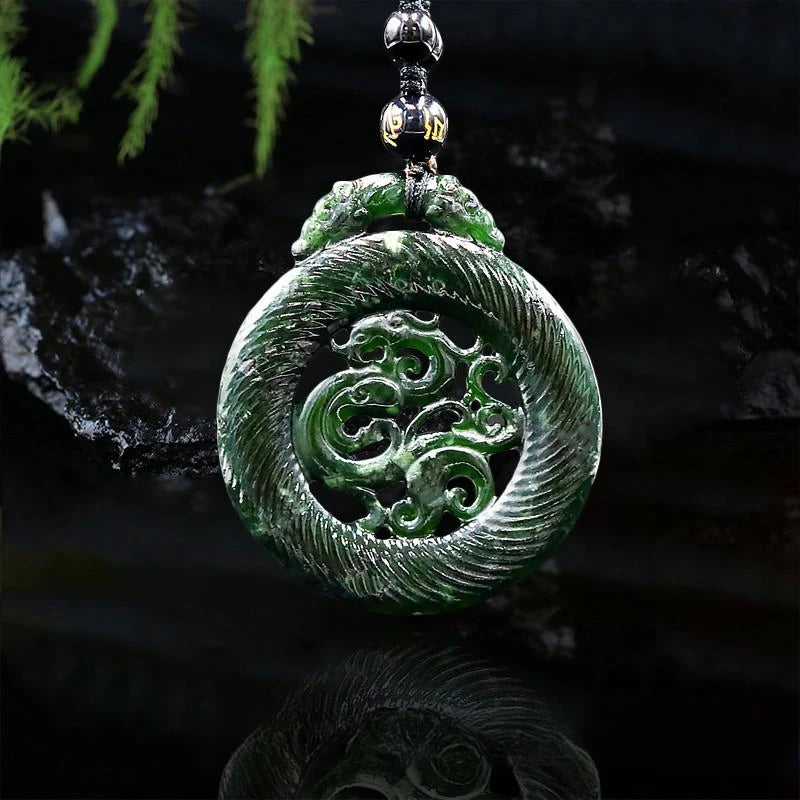 Jade Phoenix Pendant Necklace Charm Natural Chinese Amulet Fashion Black Green Gifts Jewellery Carved