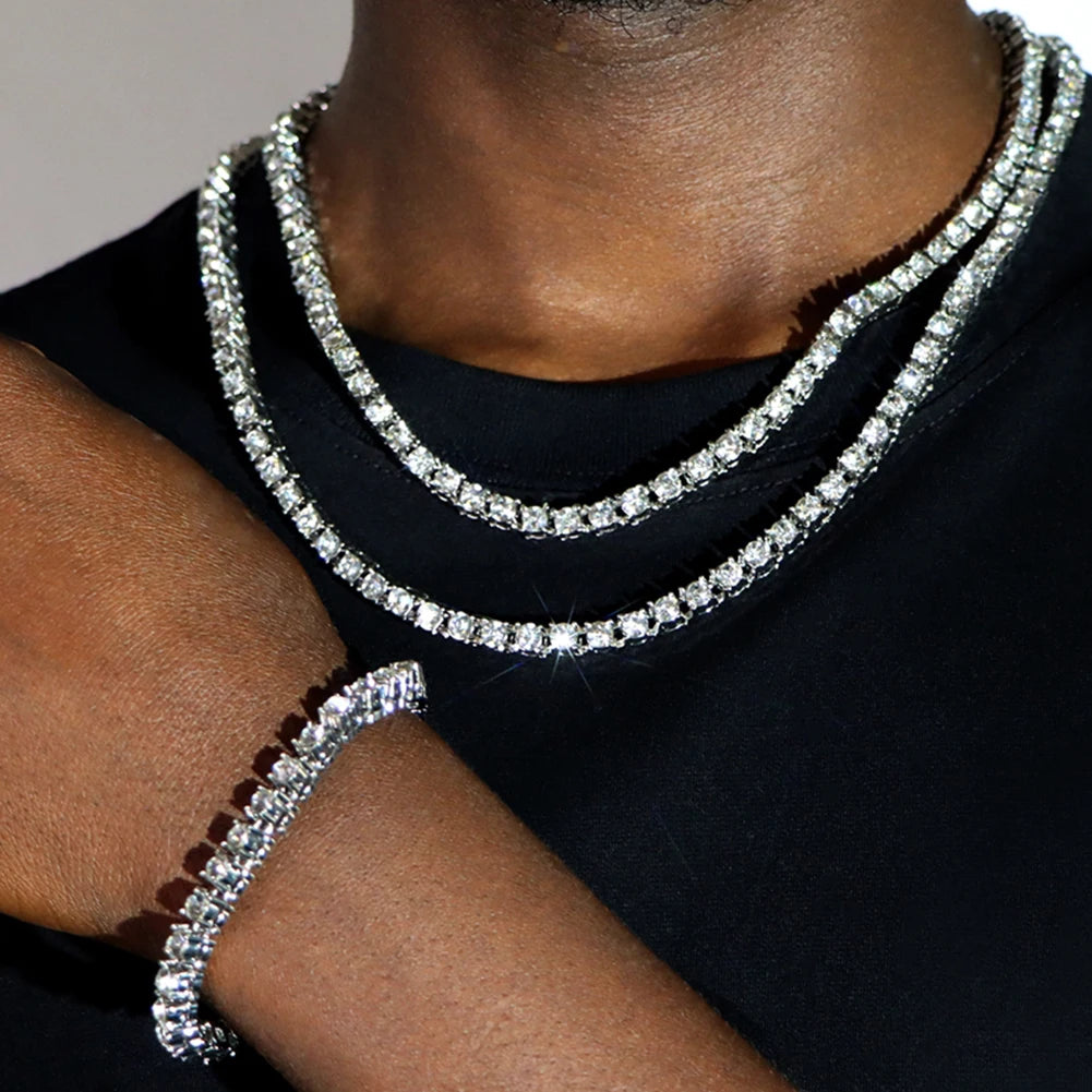 Hip Hop Men Iced Out Chain Prong Rhombus Cuban Link Necklace 14/20MM width Gold Silver Color Thick Cuban Chain Necklace
