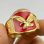 Soaring Eagle Enamel Ring — Wide Band, Gold & Silver Color