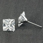 LUXUKISSKIDS Brilliant Square Stud Earrings 10pairs/Lot Novel Clearly Large 3A Cubic Zirconia Stainless Steel Wholesale