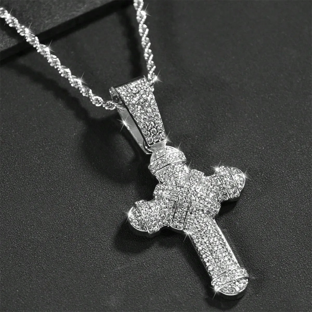 Iced Out Jesus Cross Cuban Pendant — Gold
