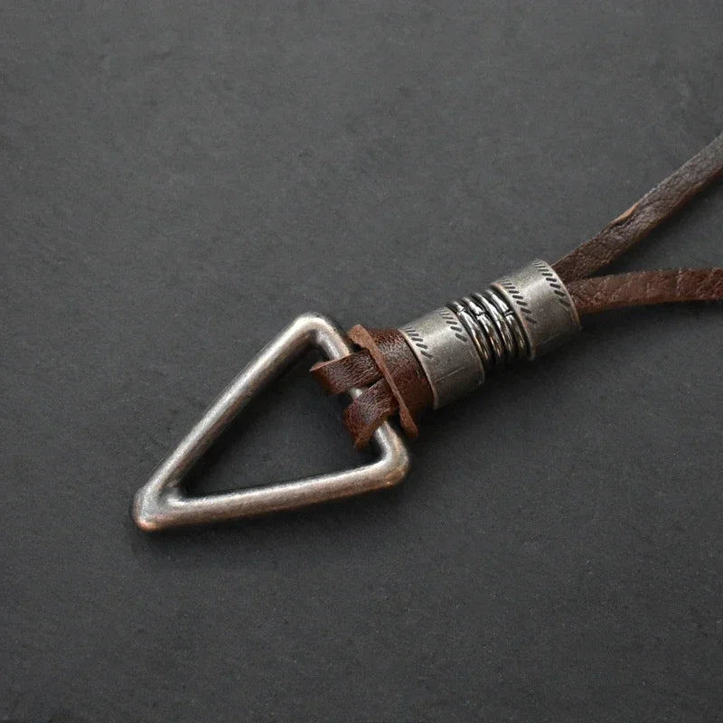 Leather Triangle Rope Chain Necklace — Zinc Alloy