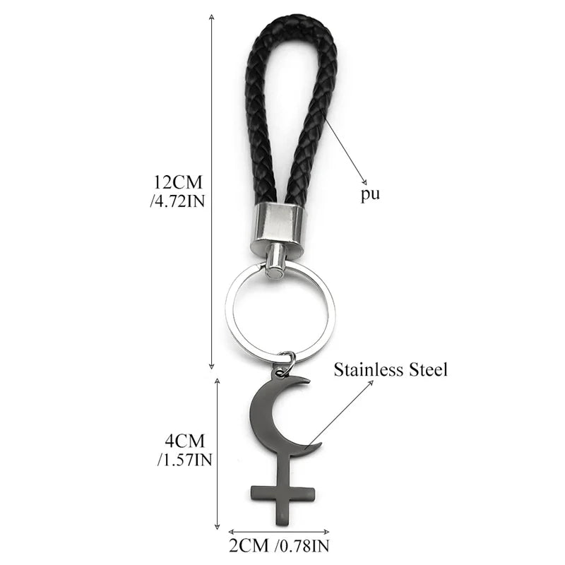 Cross Key Gold Pendant Crescent Moon Inverted