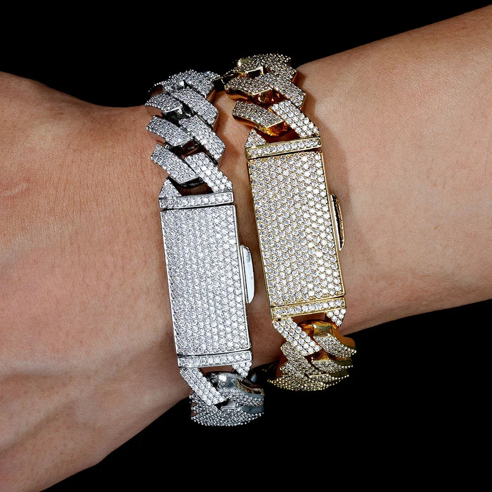 Iced Out Cuban Necklace Stainless Steel 16MM 3-Row
