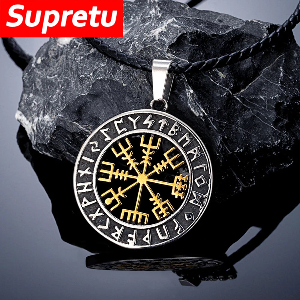 Viking Vegvisir Stainless Steel Pendant Necklace