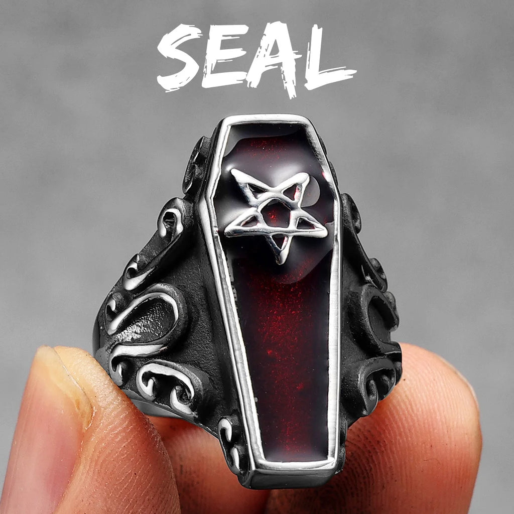Gothic Vampire Coffin Ring — Stainless Steel