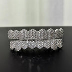 YOUNGX Fashion 8/8 Iced Out CZ Stone Fangs Teeth Grillz Hip Hop Cubic Zircon Tooth Caps For Women Men Jewelry Cosplay