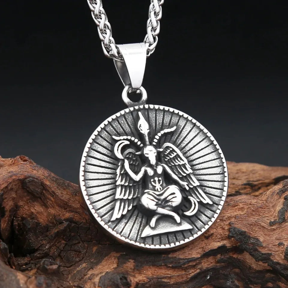 New Vintage Lucifer Pendant Necklaces For Men 316L Stainless Steel Punk Satan Leviathan Cross Amulet Jewelry Gifts