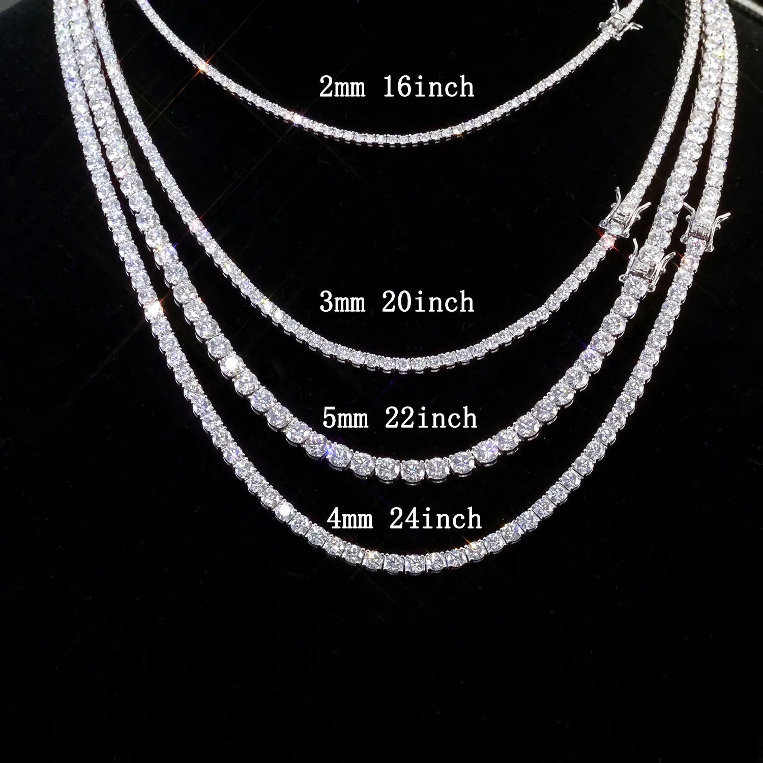 Tennis Chain Necklace Stainless Steel Moissanite