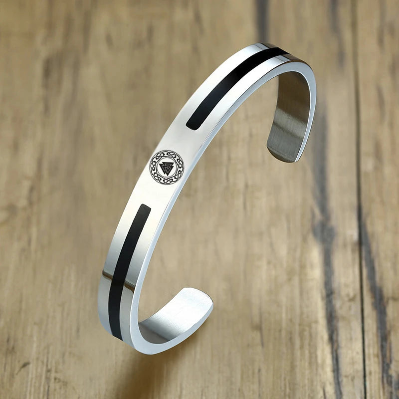 Viking Cuff Bangle Bracelet — Stainless Steel