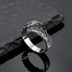 Punk Wings Ring for Men,Vintage Stainless Steel Open Adjustbale Ring,Hip Hop Jewelry for Daily Wear Party Gift