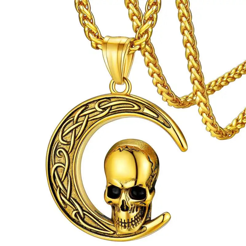 Skull Pendant Necklace — Stainless Steel Gothic