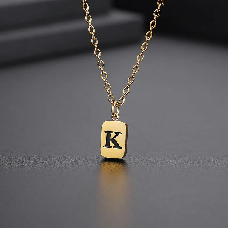 Letter Pendant Square Chain — Gold