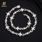 NUOYA Star Cuban Link Chain Gold Silver Color Iced Out CZ Zircon Hip Hop Necklace For Men Women Bling Bling Jewelry