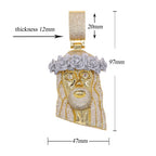 Iced Out Rose Flower Jesus Head Pendant Necklace Two Tone Color CZ Zircon Faith Charm Men Women Hip Hop Fashion Rock