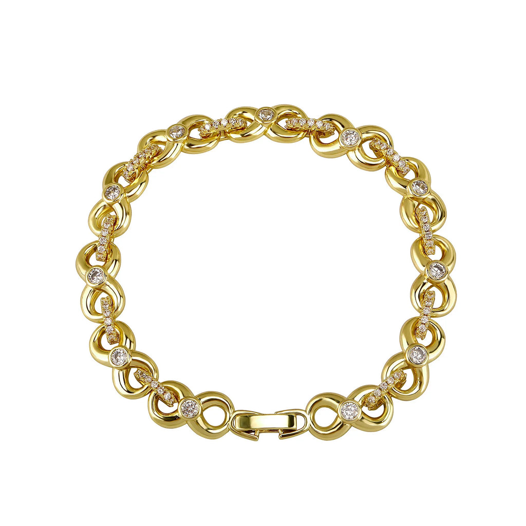 Gold Iced Out Bracelet Statement 8-Inch