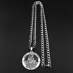 Saint Christopher Protect Us Enamel Medal Pendant Necklace for Women Men Stainless Steel Christian Chain Amulet Jewelry