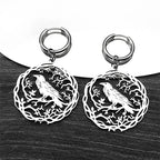 Tree Of Life Steel Earrings Gothic Crow Bird Dangle