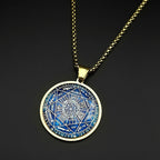 Seven Archangels Glass Medal Angel Pendant Necklace for Women Men Stainless Steel Seal of Solomon Protection Chain Jewelry Gift