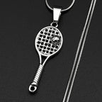 Mini Tennis Racket Pendant Necklace For Women Men Stainless Steel Gold Color Tennis Lover Gift Sweater Chain Sports Jewelry