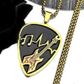 Guitar Pick Gold Pendant Necklace — Stainless Steel