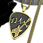 Guitar Pick Gold Pendant Necklace — Stainless Steel