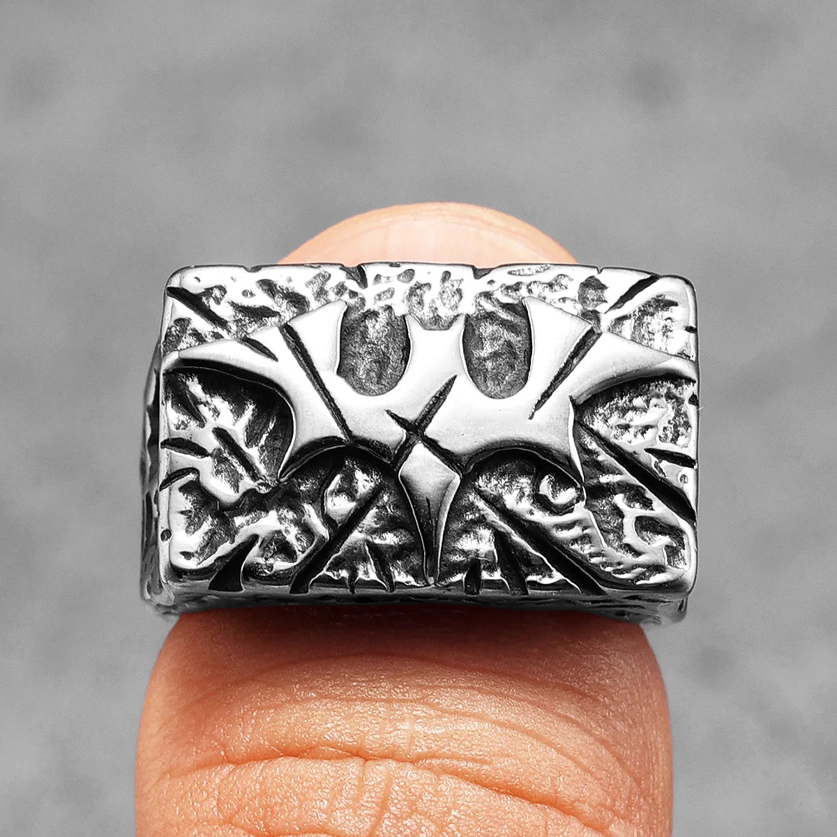 Bat Texture Ring — Stainless Steel
