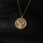 Flower of Life Eagle Cross Round Pendant Necklace — Copper Alloy