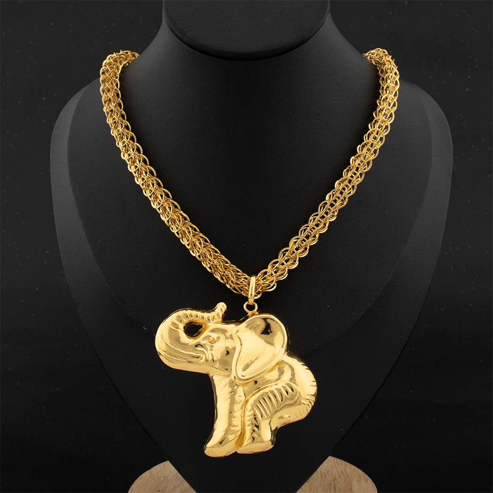 Crocodile Pendant 18K Luxury Gold Color Neclace Chain Dubai Jewelry Fashion African Gold Plated Statement Pendant Set Daily Wear