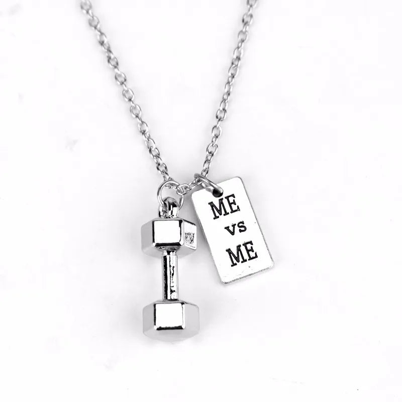 Weight Plate Dumbbell Pendant — Stainless Steel